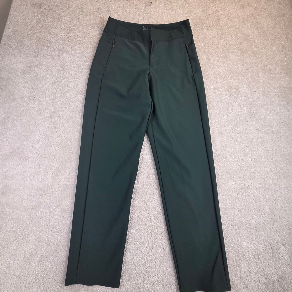 Athleta Stellar Trouser Forest Green Tapered Leg Pants Size 4 Professional
